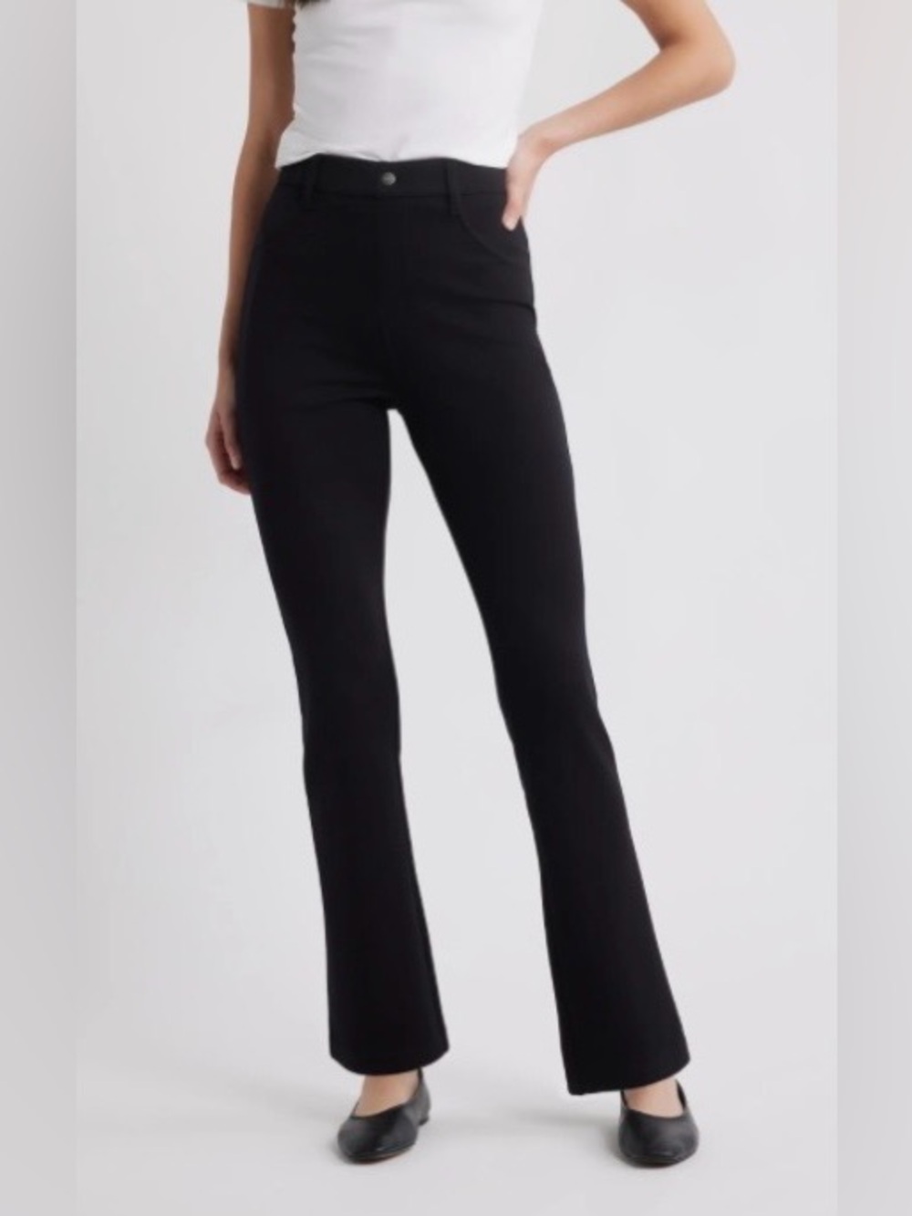 Hue Black High Rise Bootcut Pants Leggings